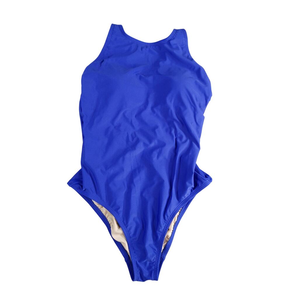 Kona Sol Swim Suit Womens Medium (8-10) One Piece Blue Strappy Padded Lined NWT